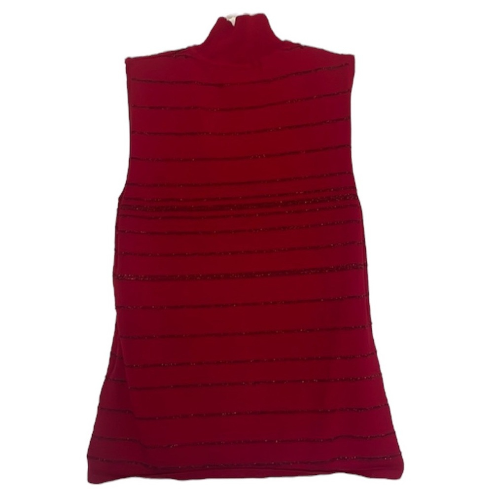 Beaded gold and red casual corner light sweater top